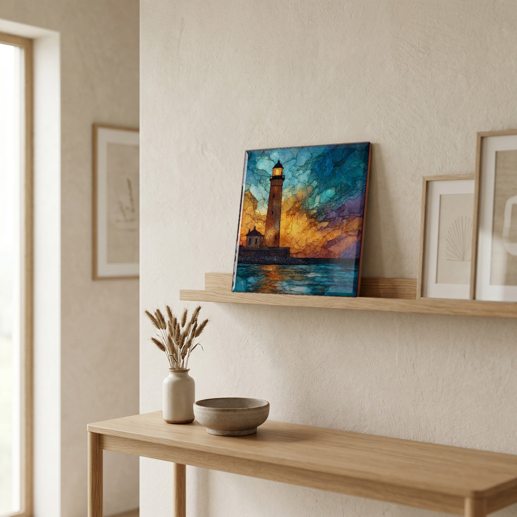 On a picture ledge, where the light comes in.