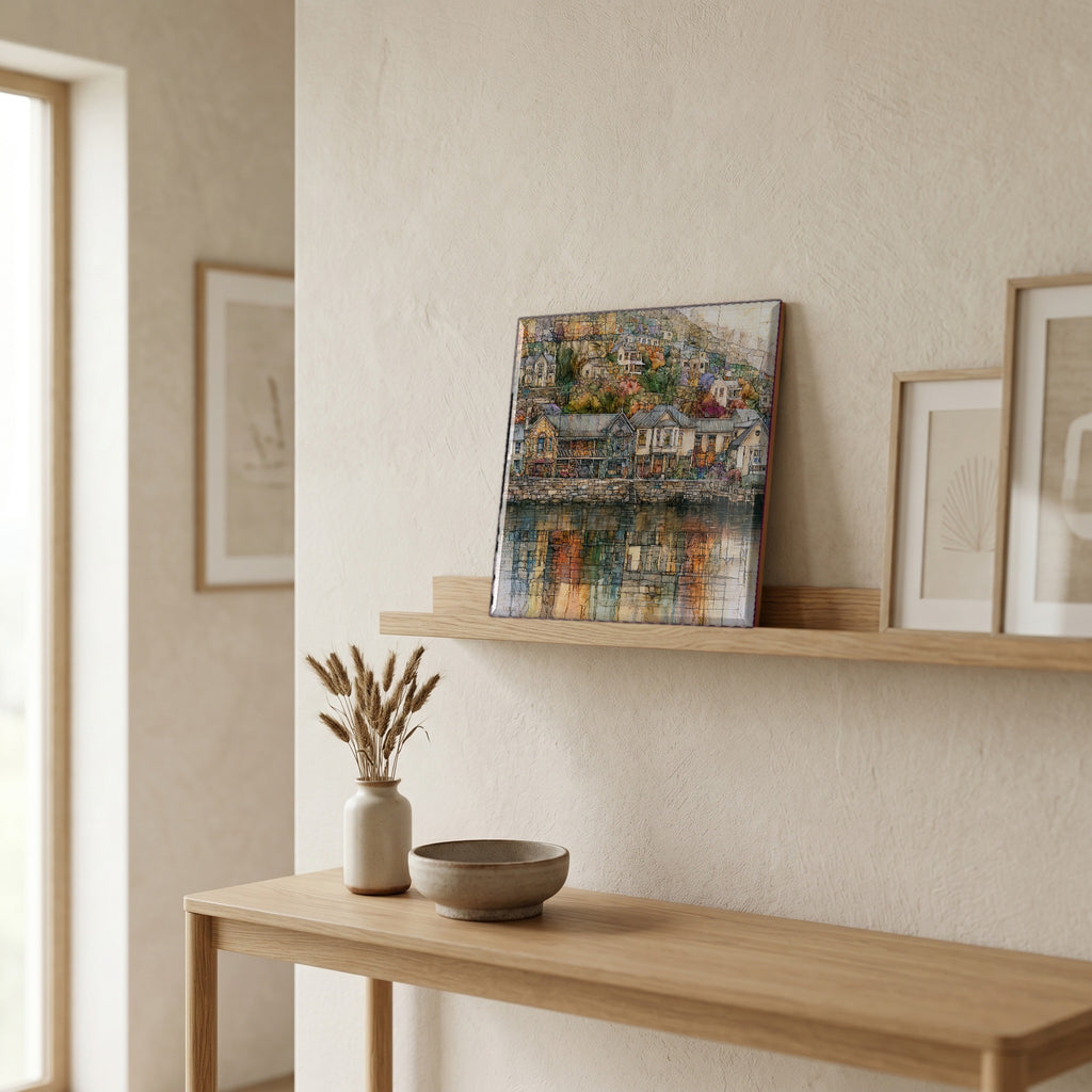 In the entryway, first thing you see.