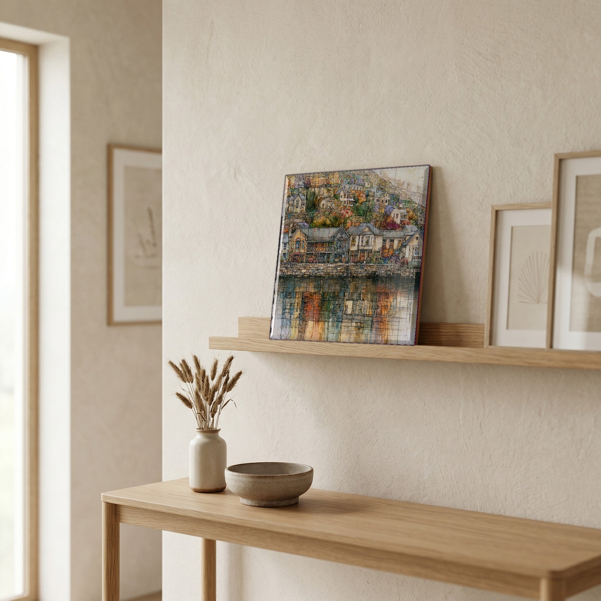 In the entryway, first thing you see.