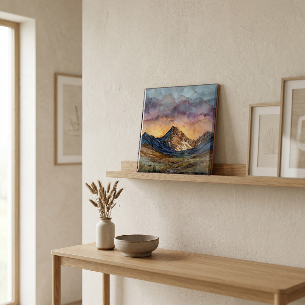 On a picture ledge, where the light comes in.