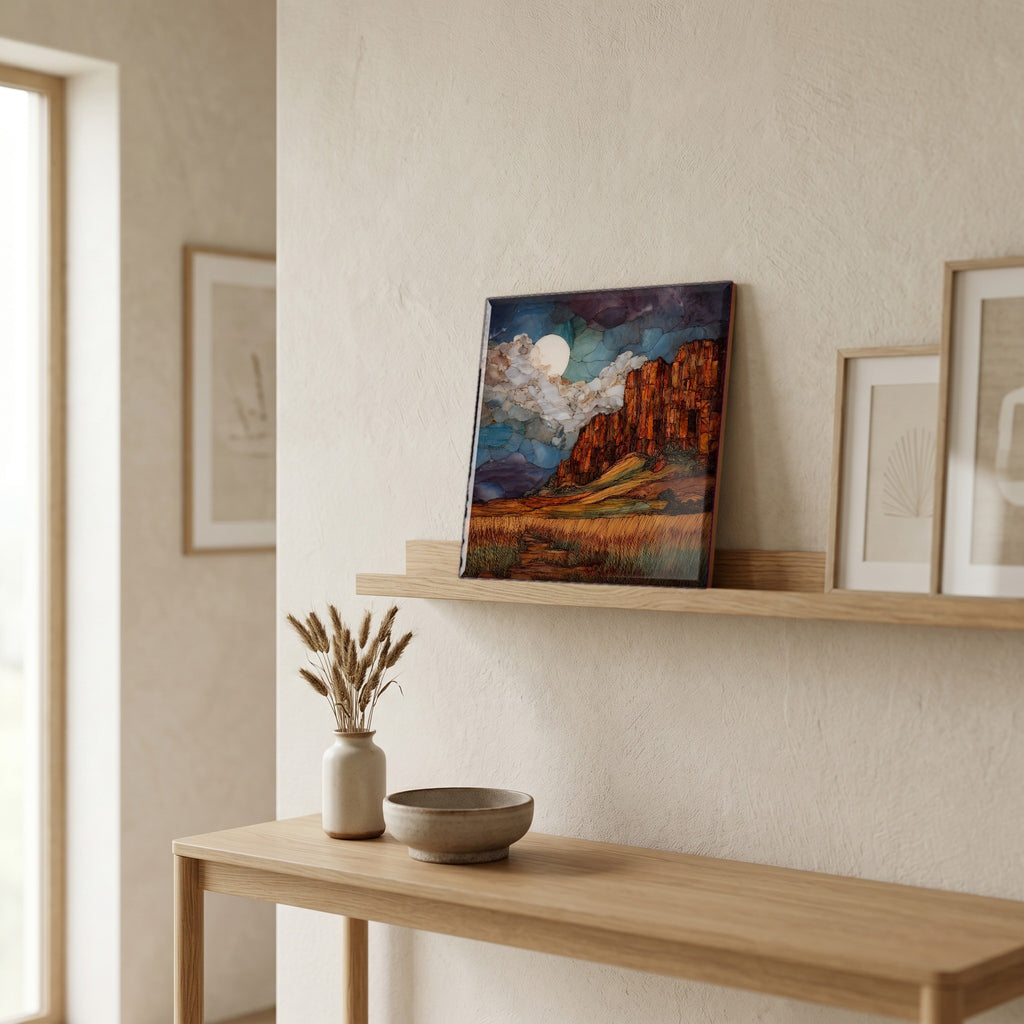 In the entryway, first thing you see.