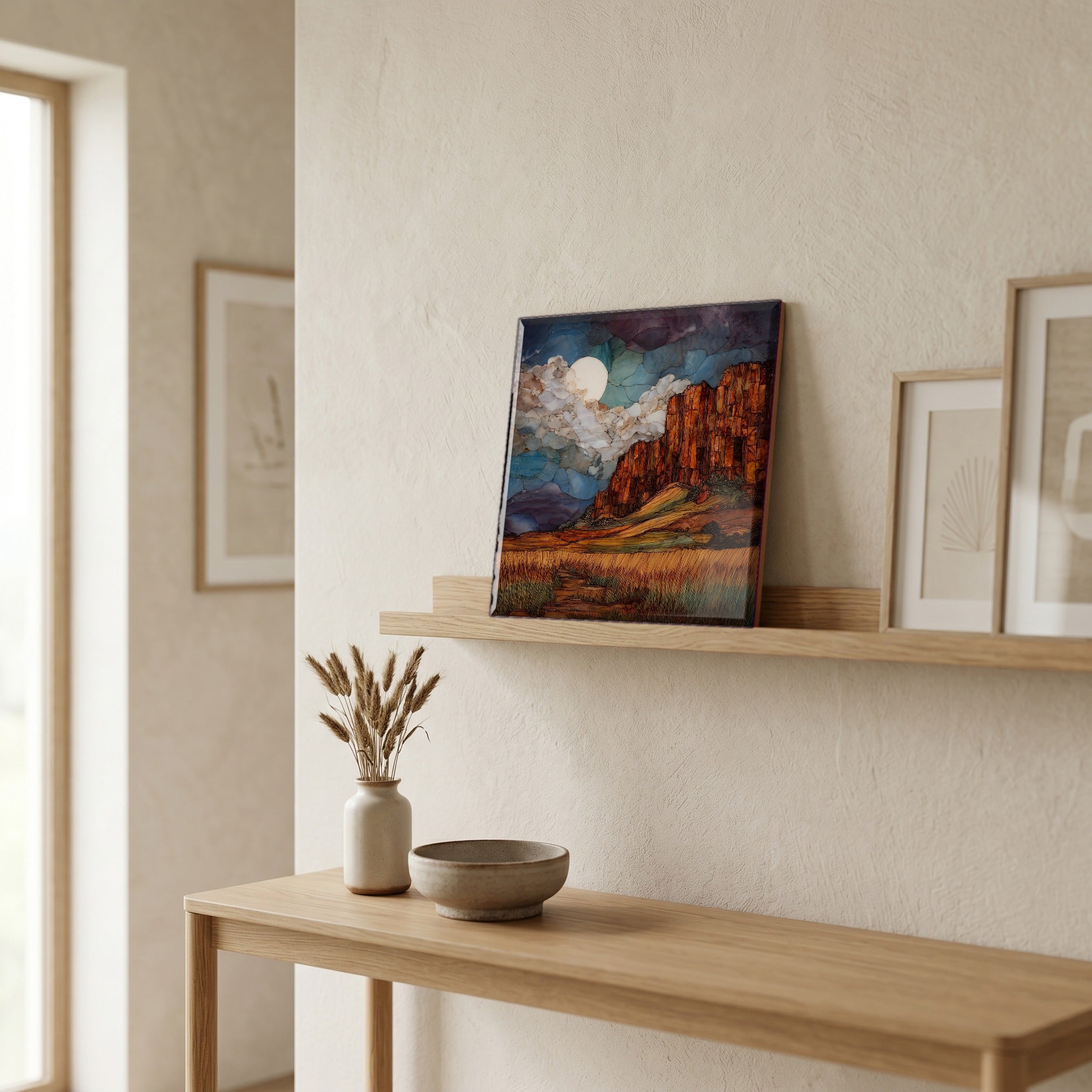 In the entryway, first thing you see.