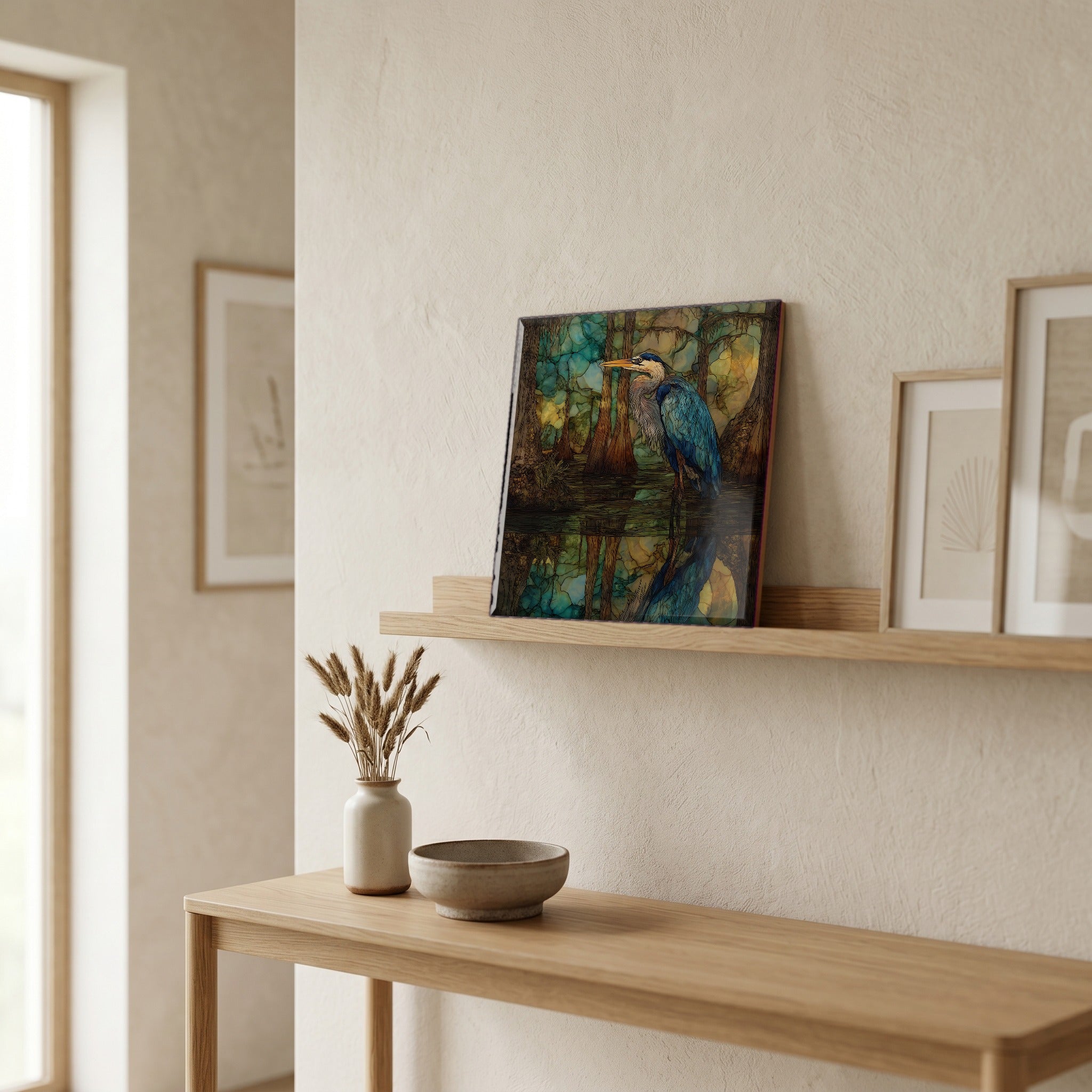 In the entryway, first thing you see.