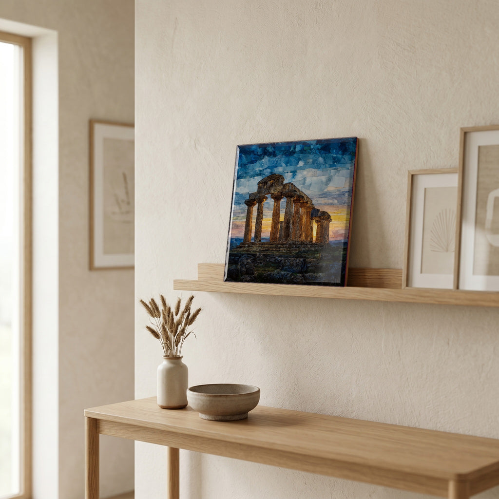 On a picture ledge, where the light comes in.