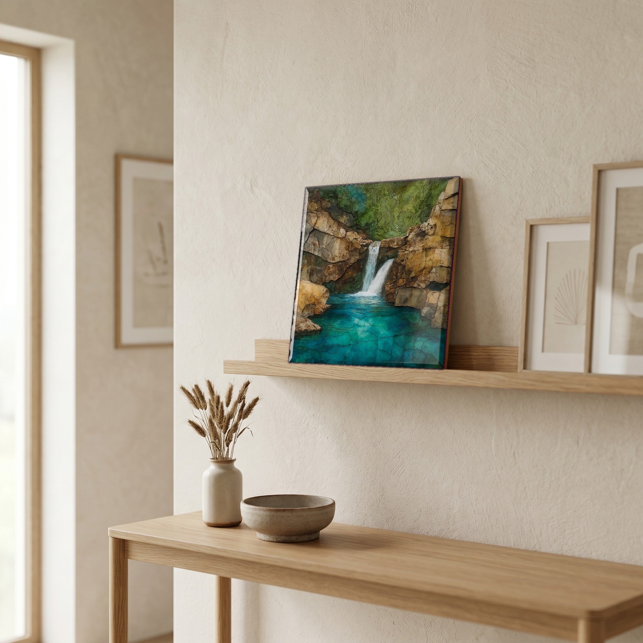 In the entryway, first thing you see.