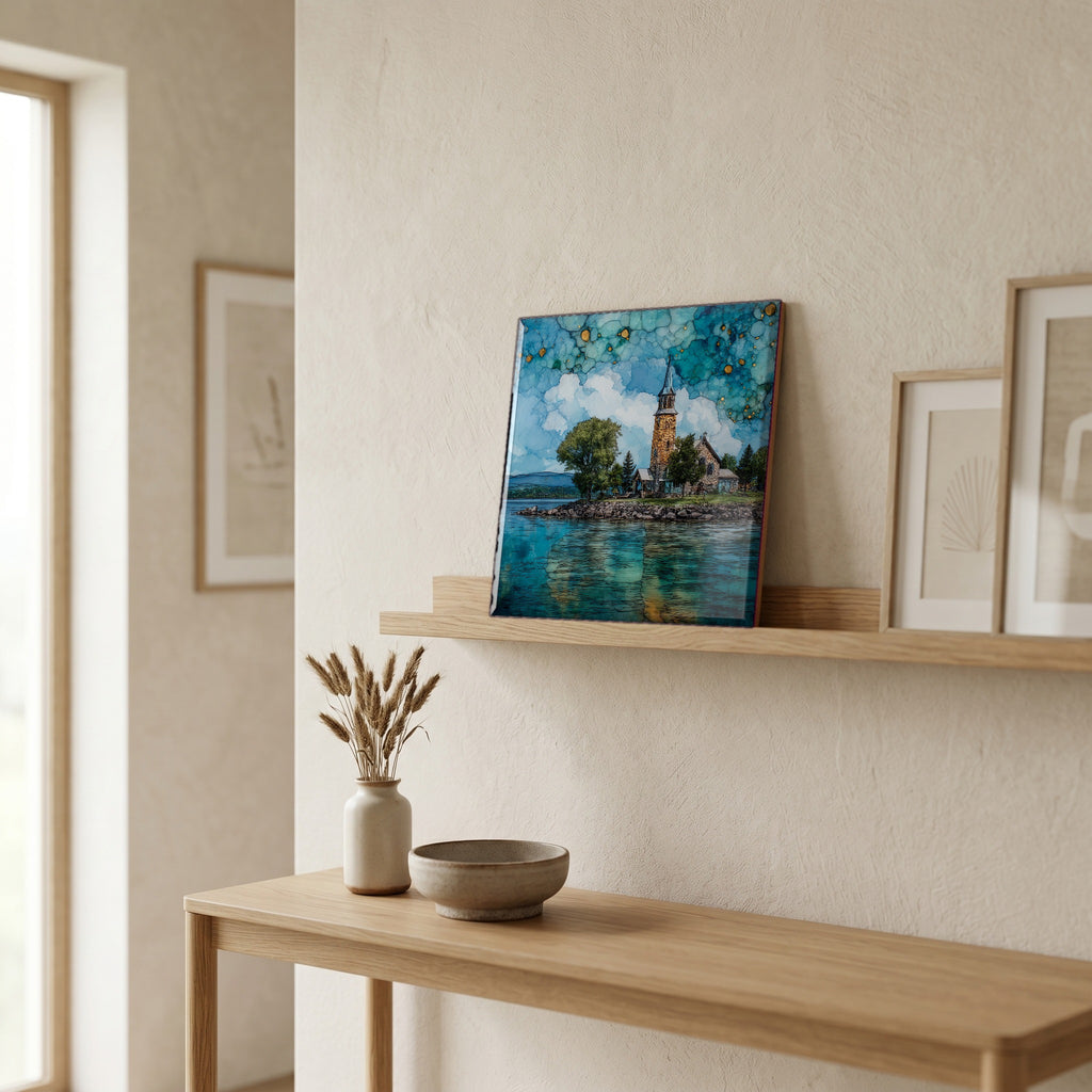 In the entryway, first thing you see.