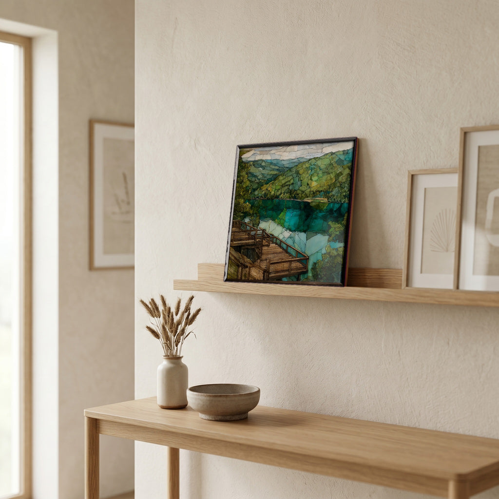In the entryway, first thing you see.