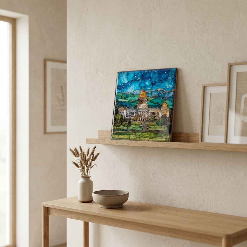 In the entryway, first thing you see.
