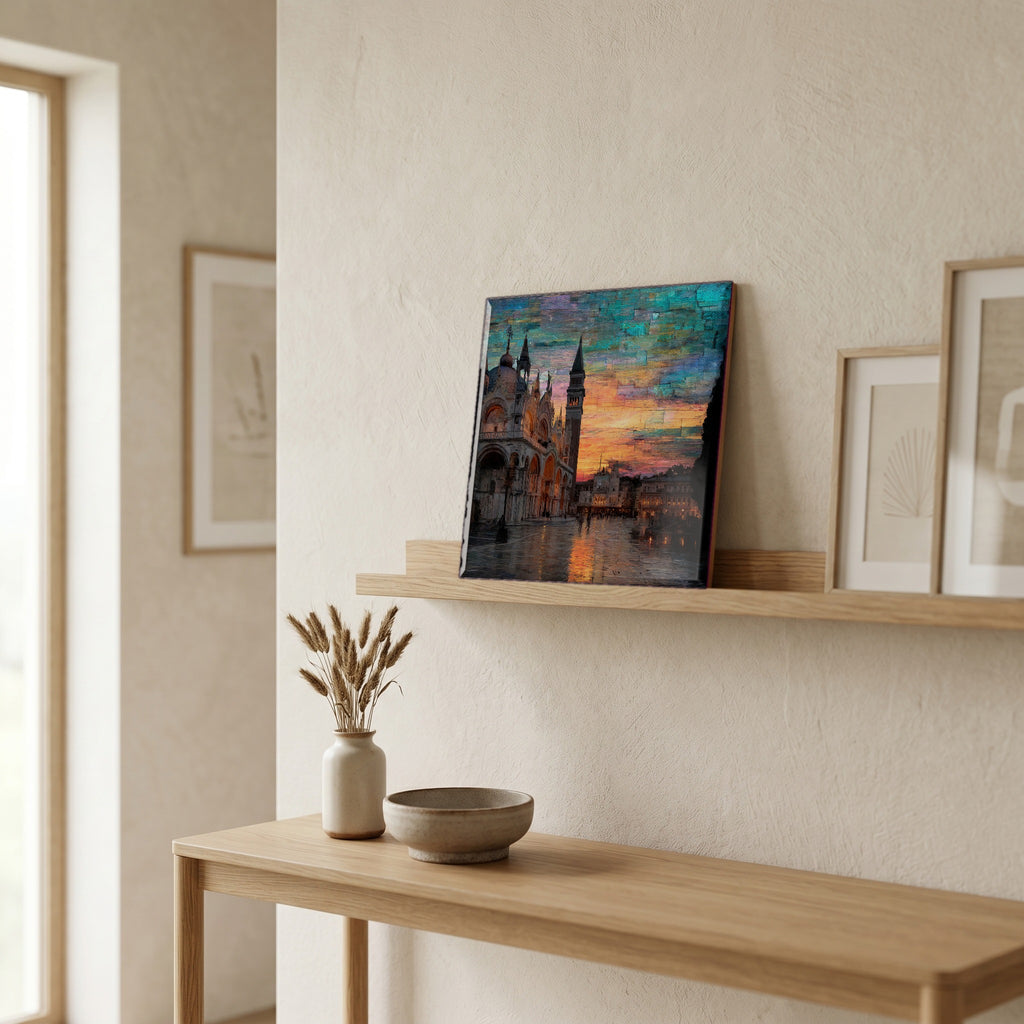 On a picture ledge, where the light comes in.