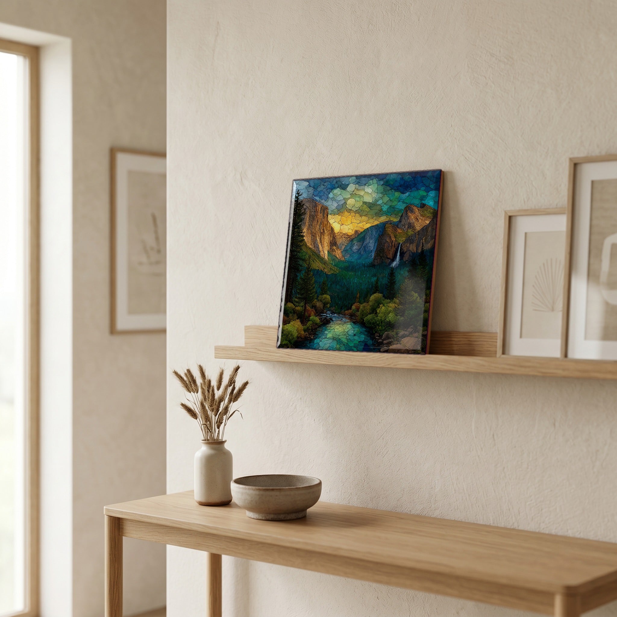 In the entryway, first thing you see.