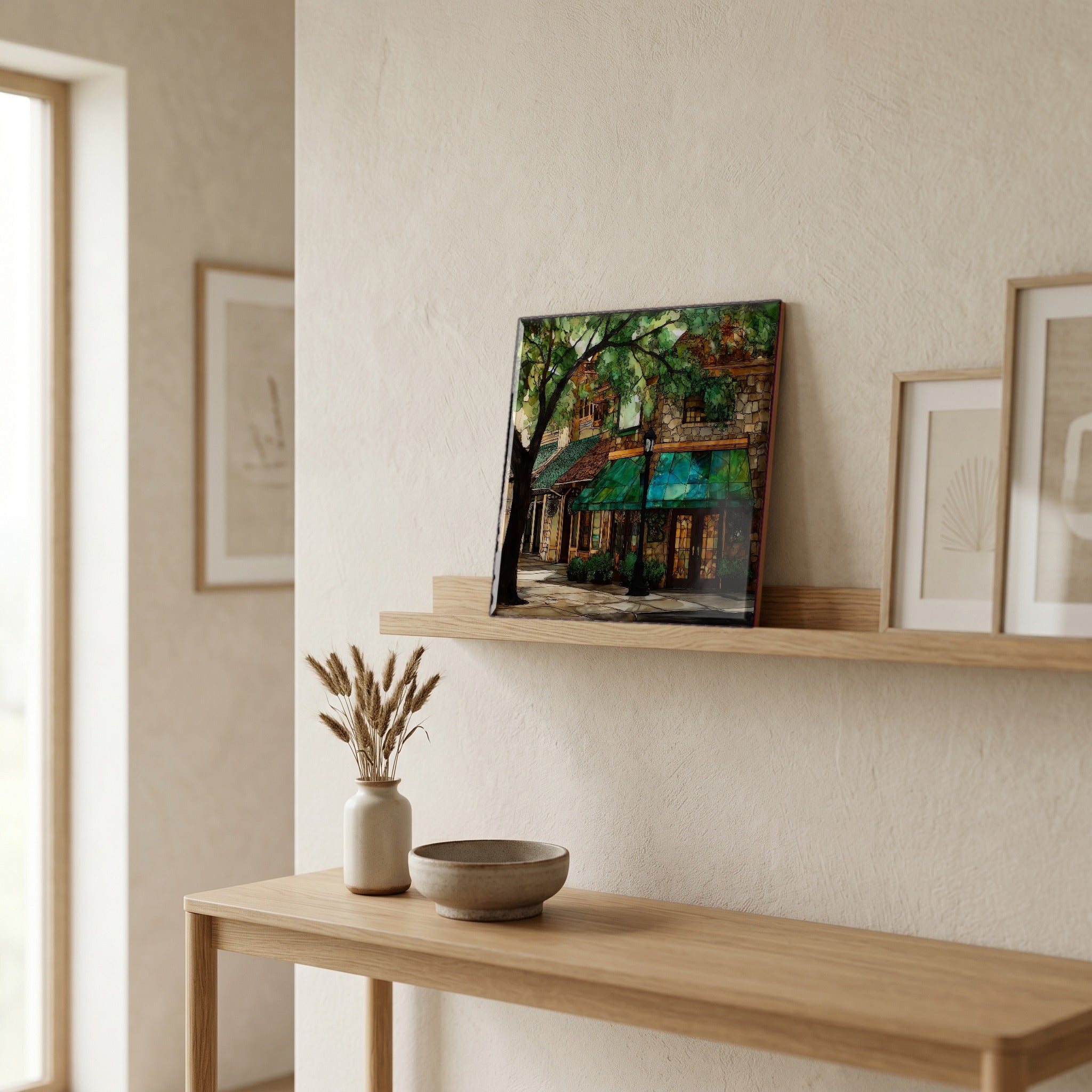 In the entryway, first thing you see.