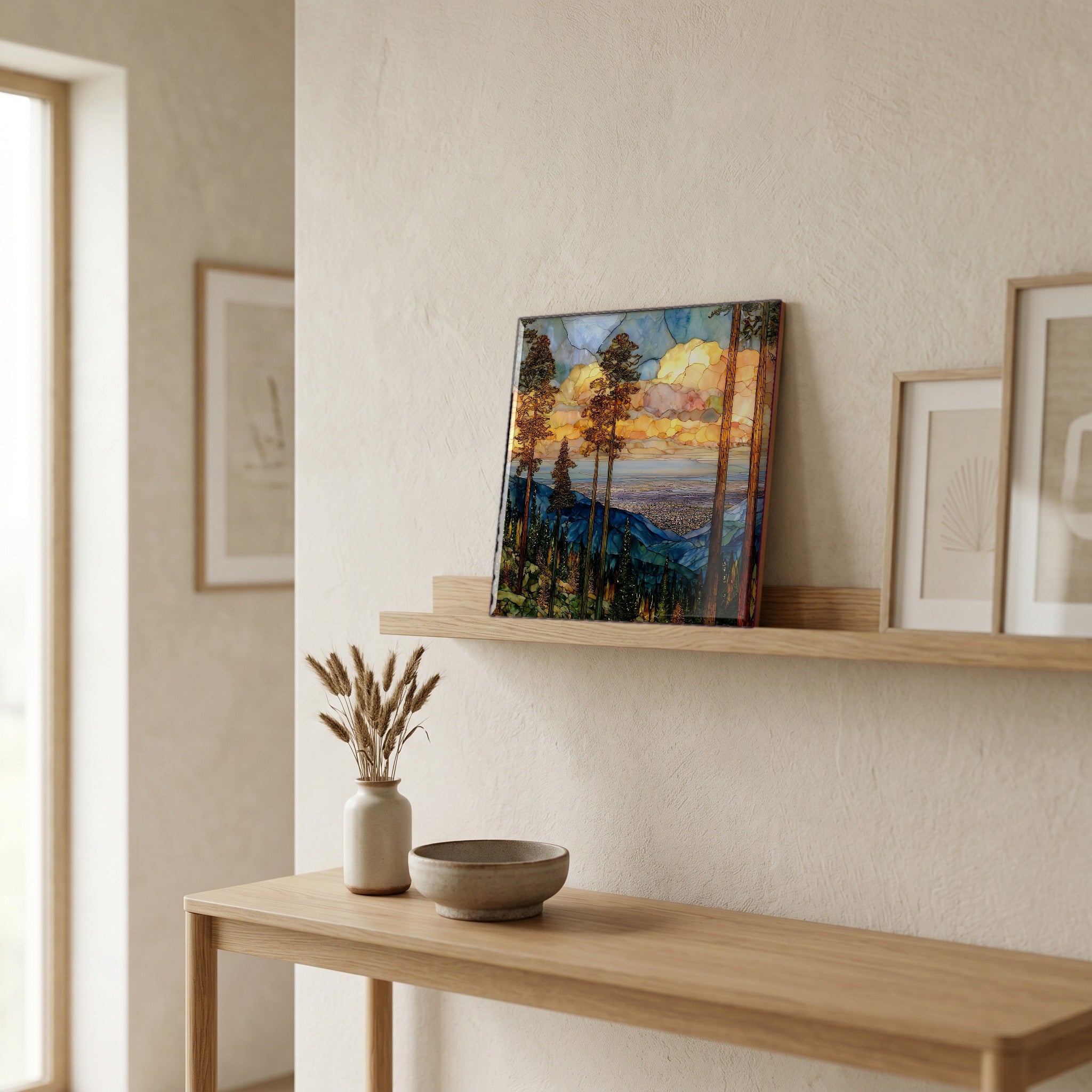 In the entryway, first thing you see.