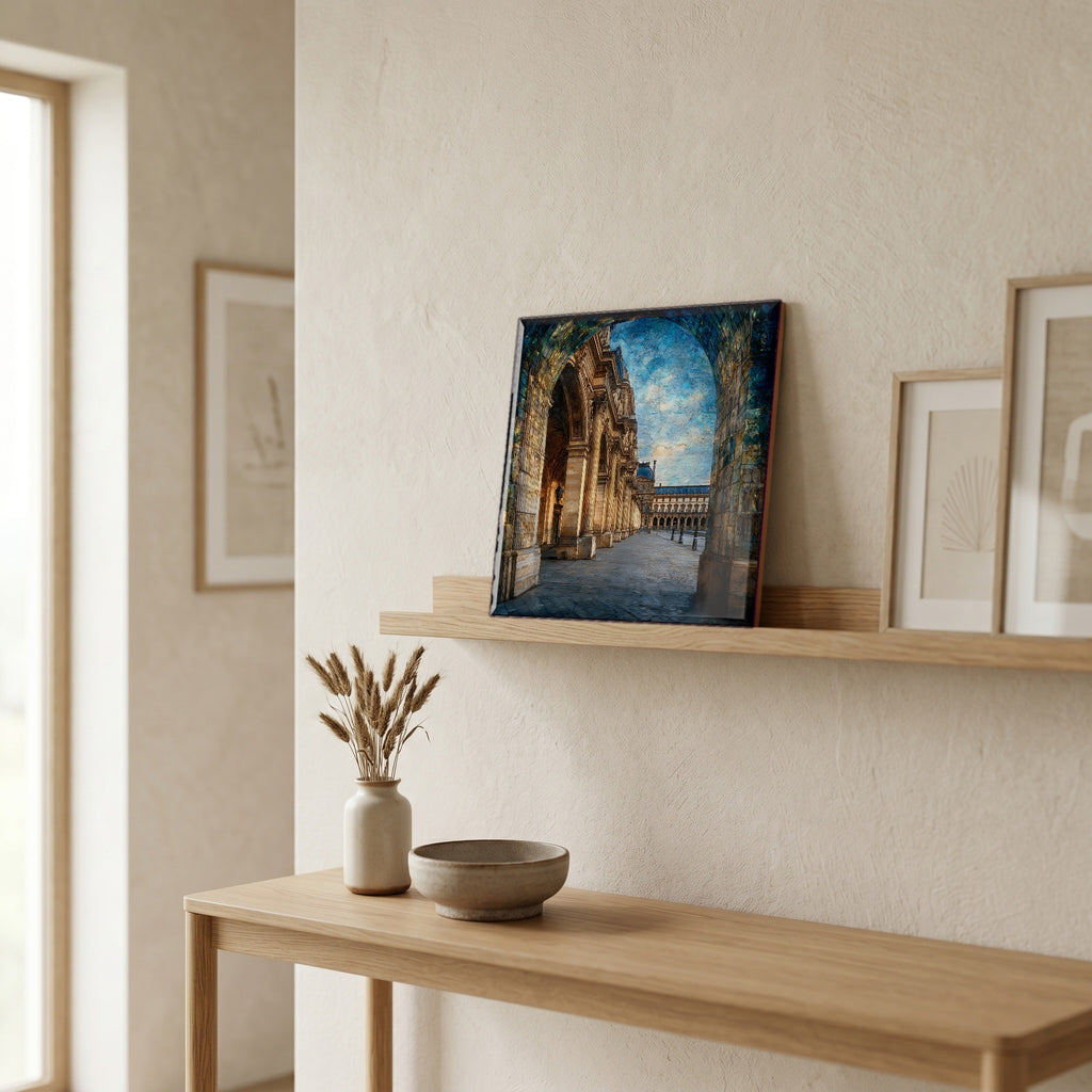On a picture ledge, where the light comes in.