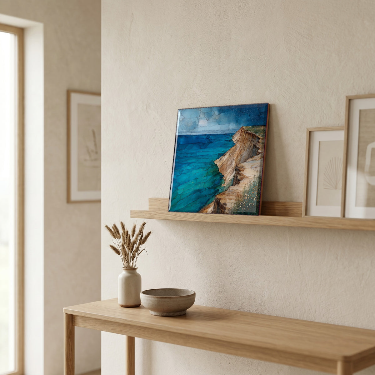 In the entryway, first thing you see.