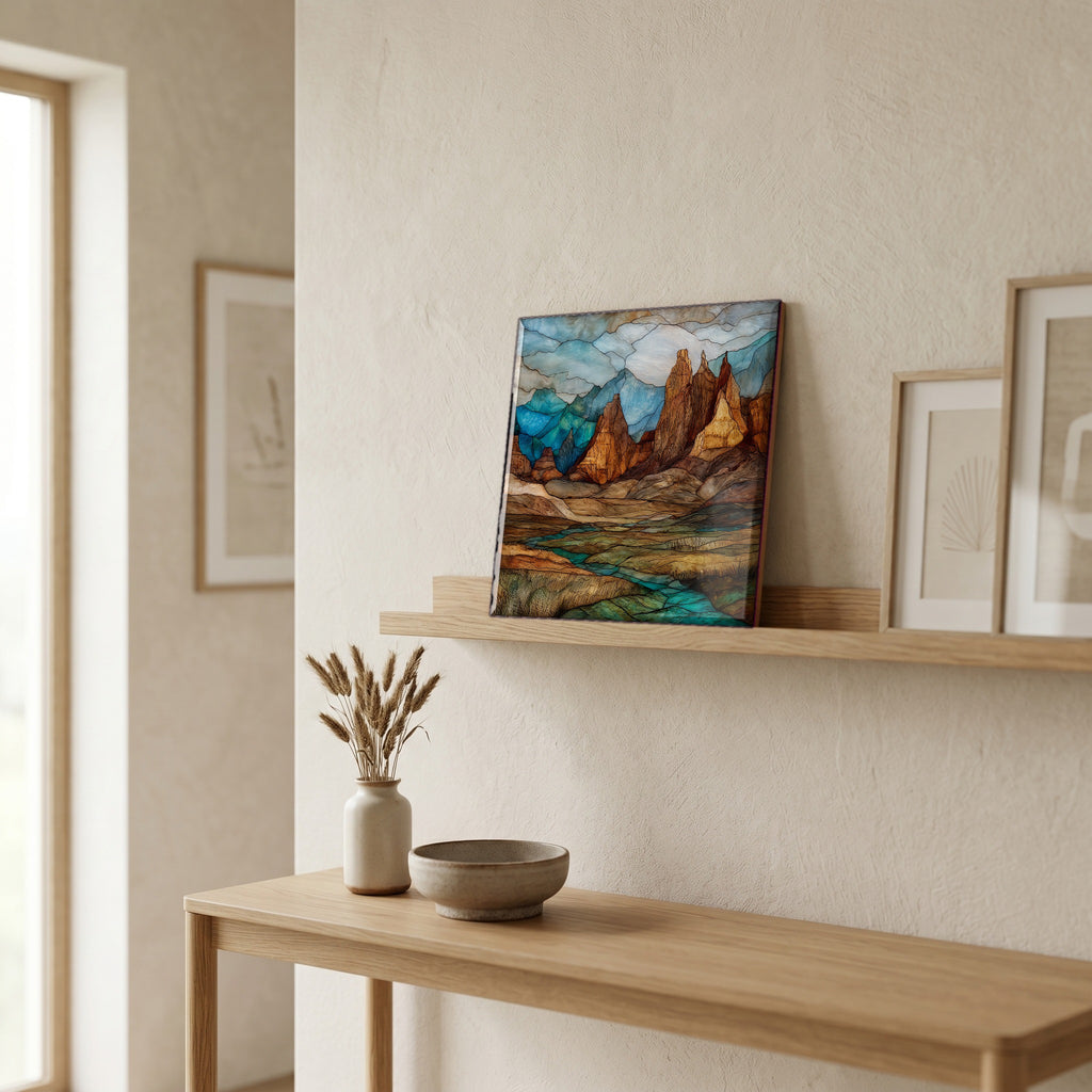 In the entryway, first thing you see.