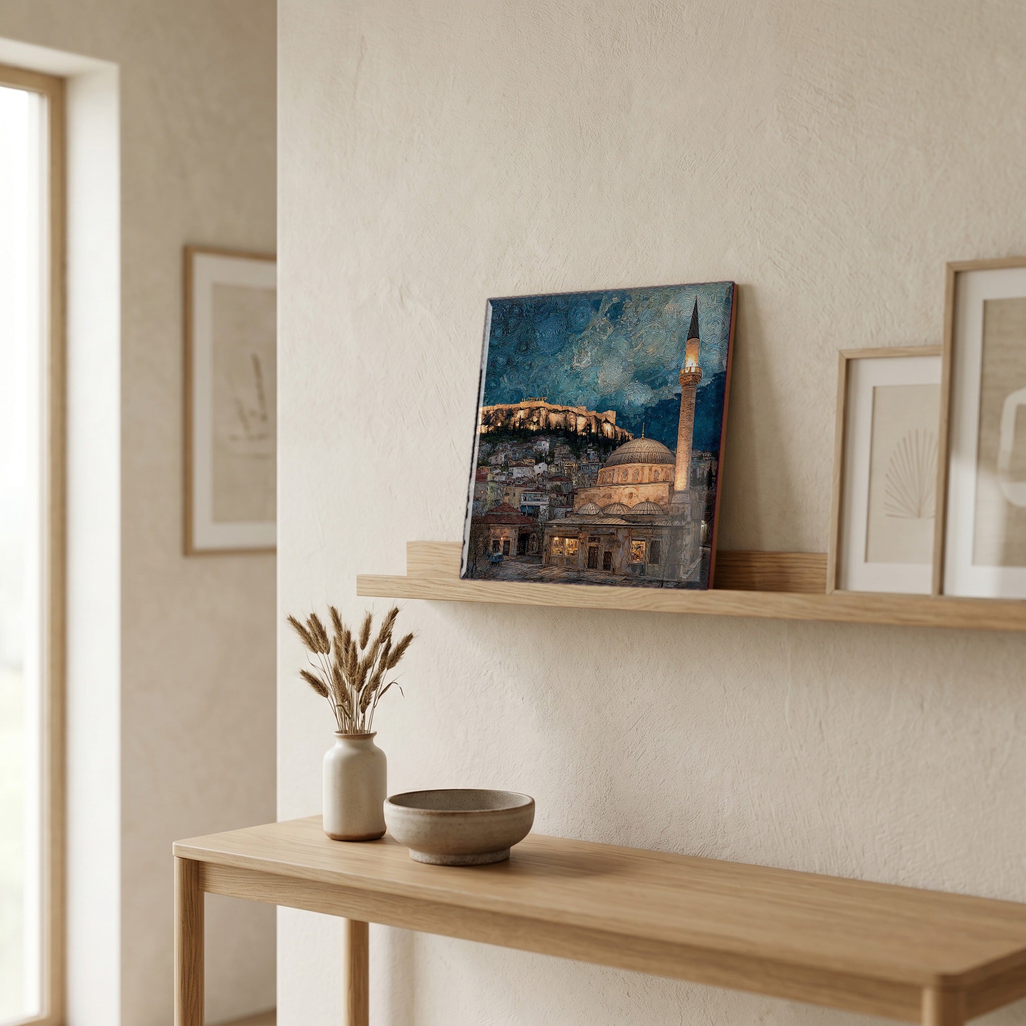 In the entryway, first thing you see.