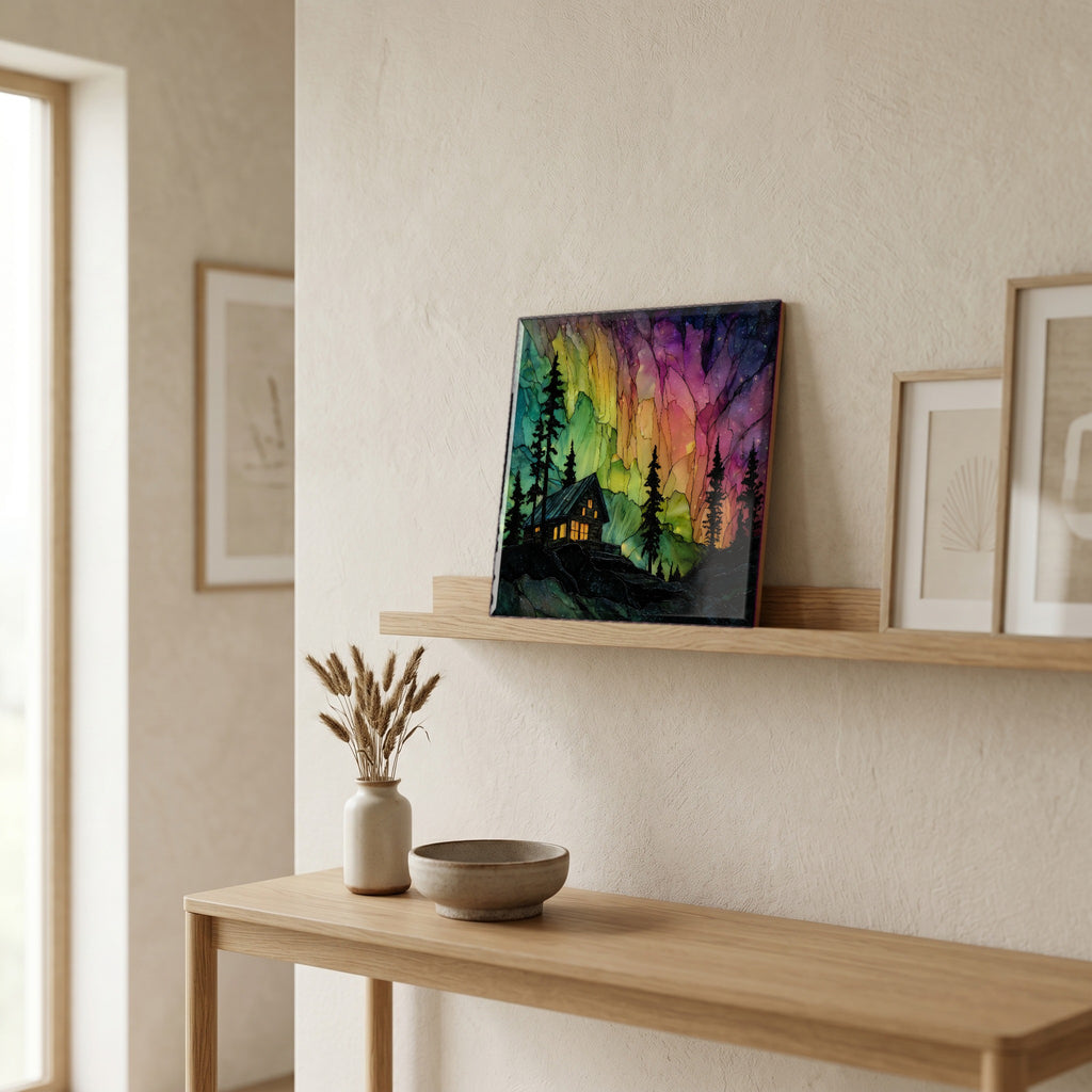 In the entryway, first thing you see.