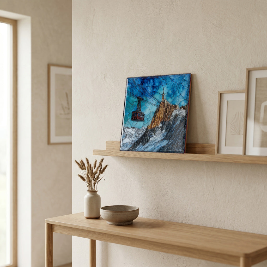 On a picture ledge, where the light comes in.