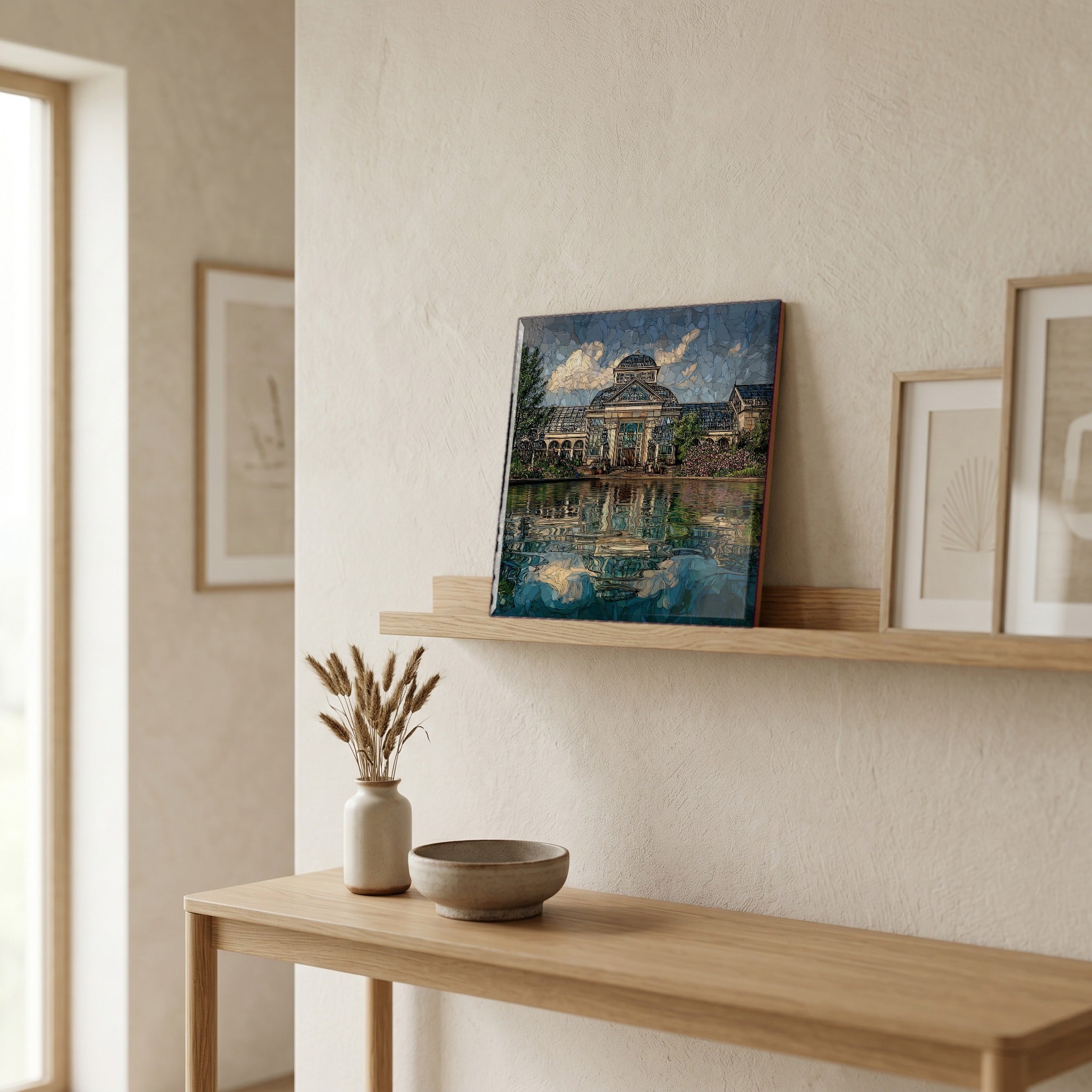 In the entryway, first thing you see.