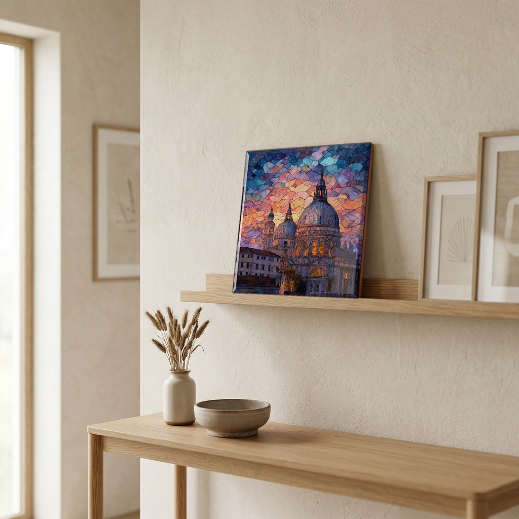 On a picture ledge, where the light comes in.