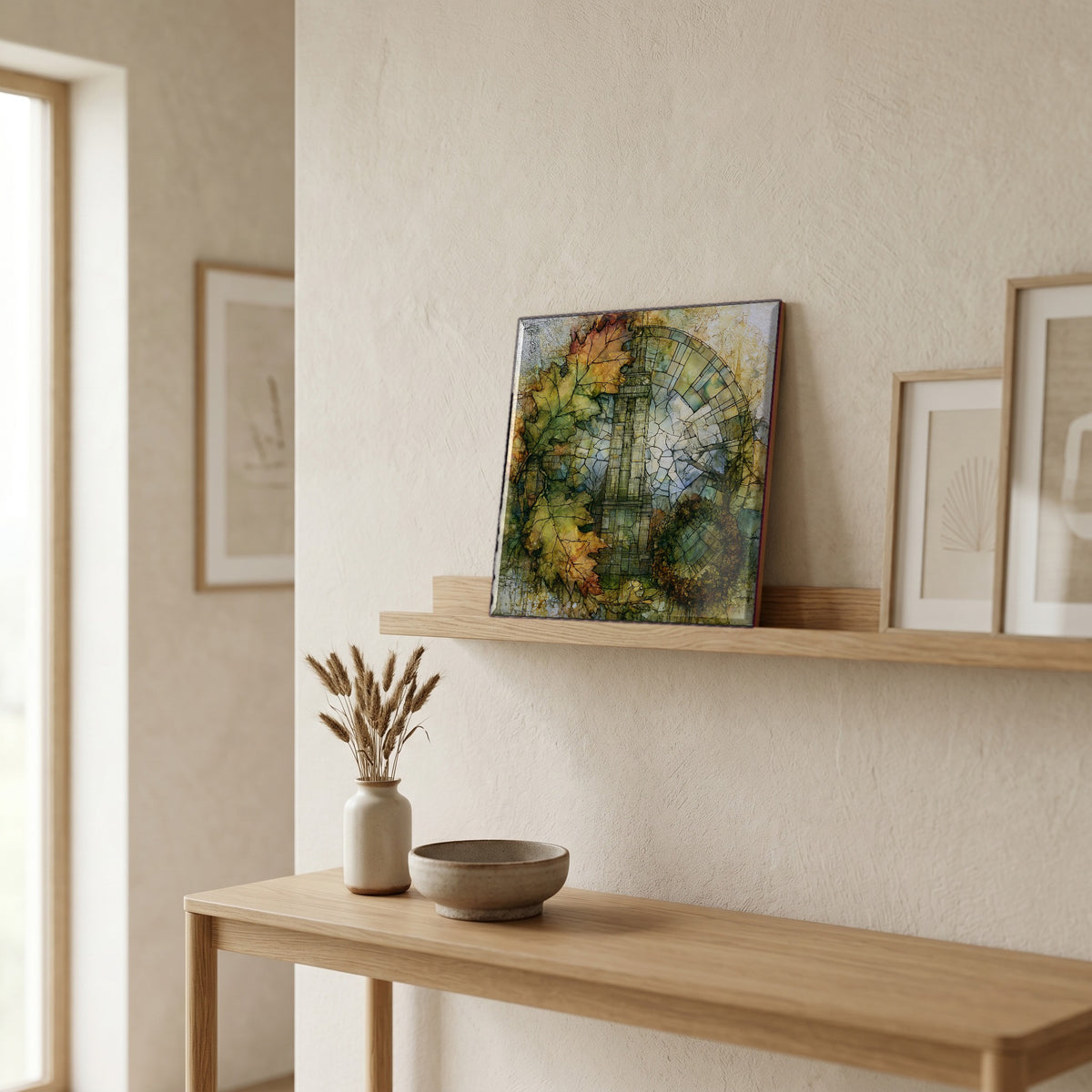 In the entryway, first thing you see.