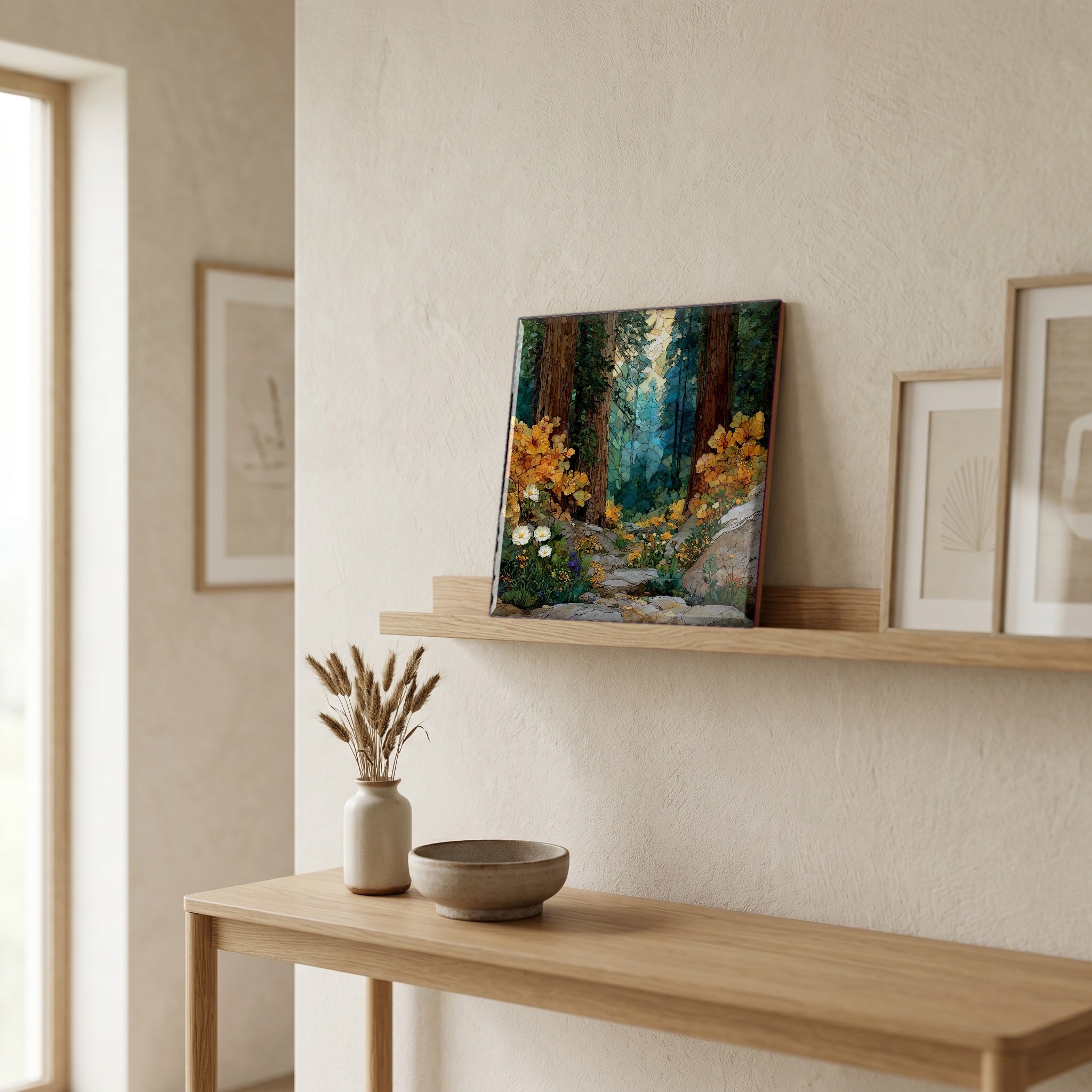 In the entryway, first thing you see.