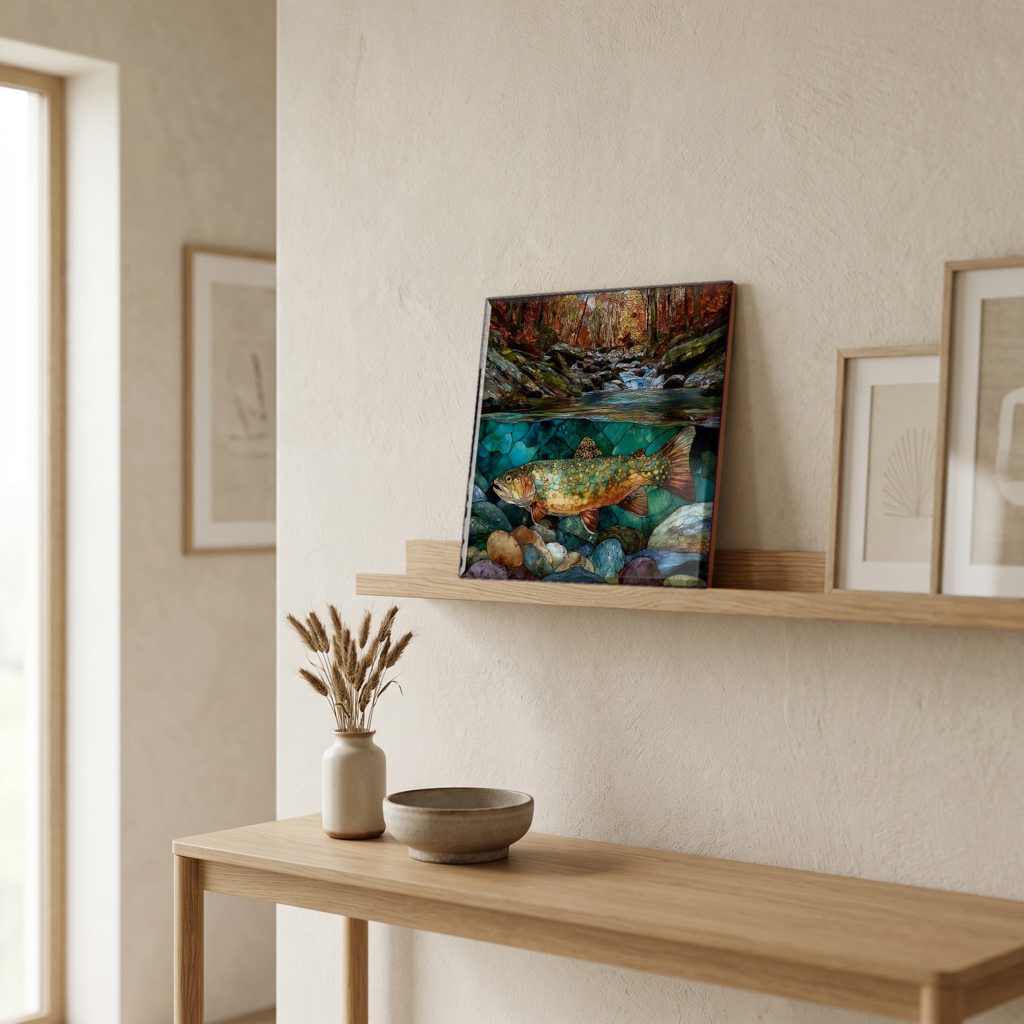 In the entryway, first thing you see.
