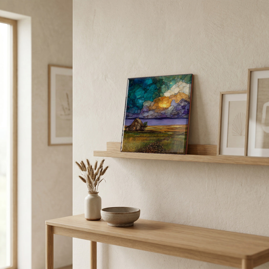 In the entryway, first thing you see.