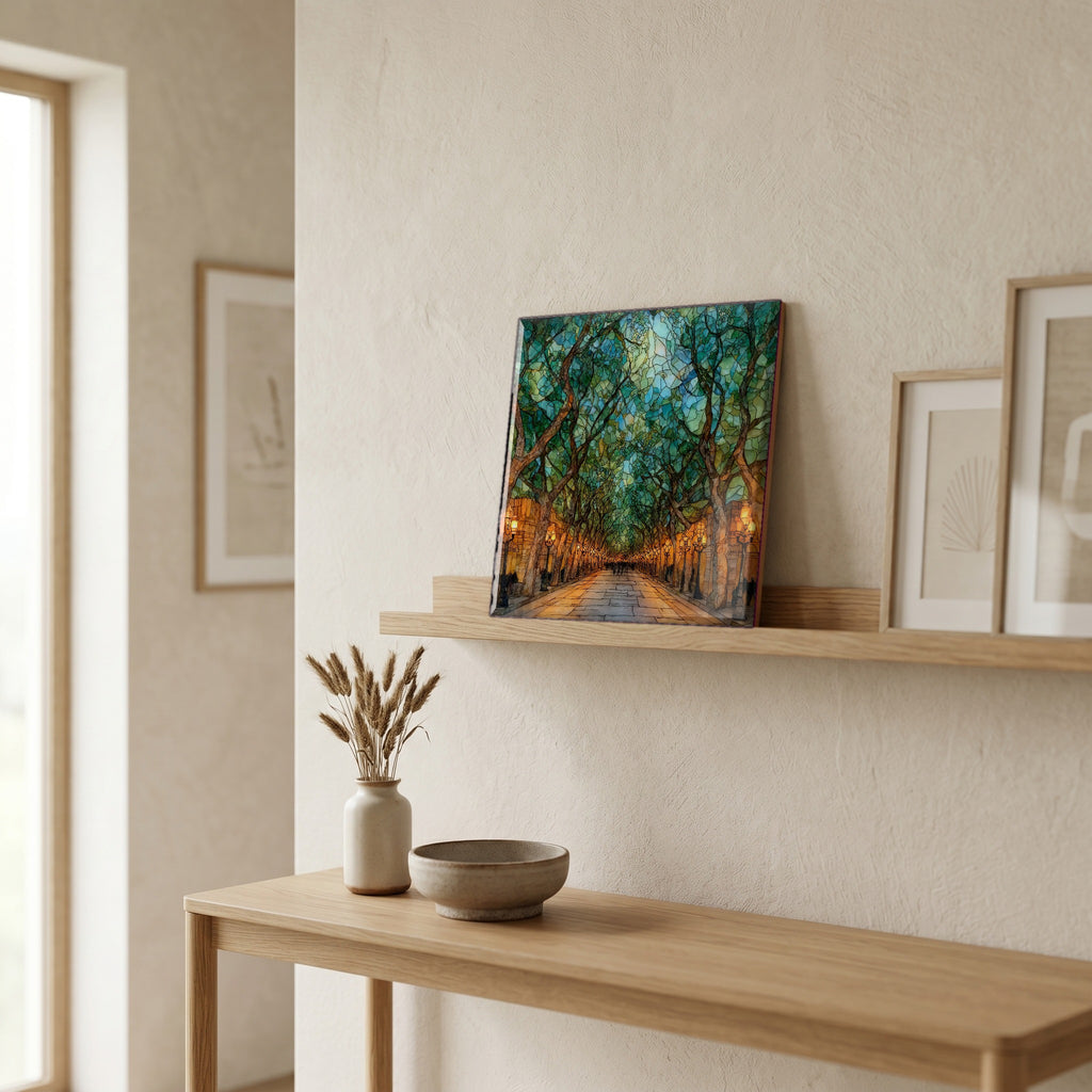 In the entryway, first thing you see.