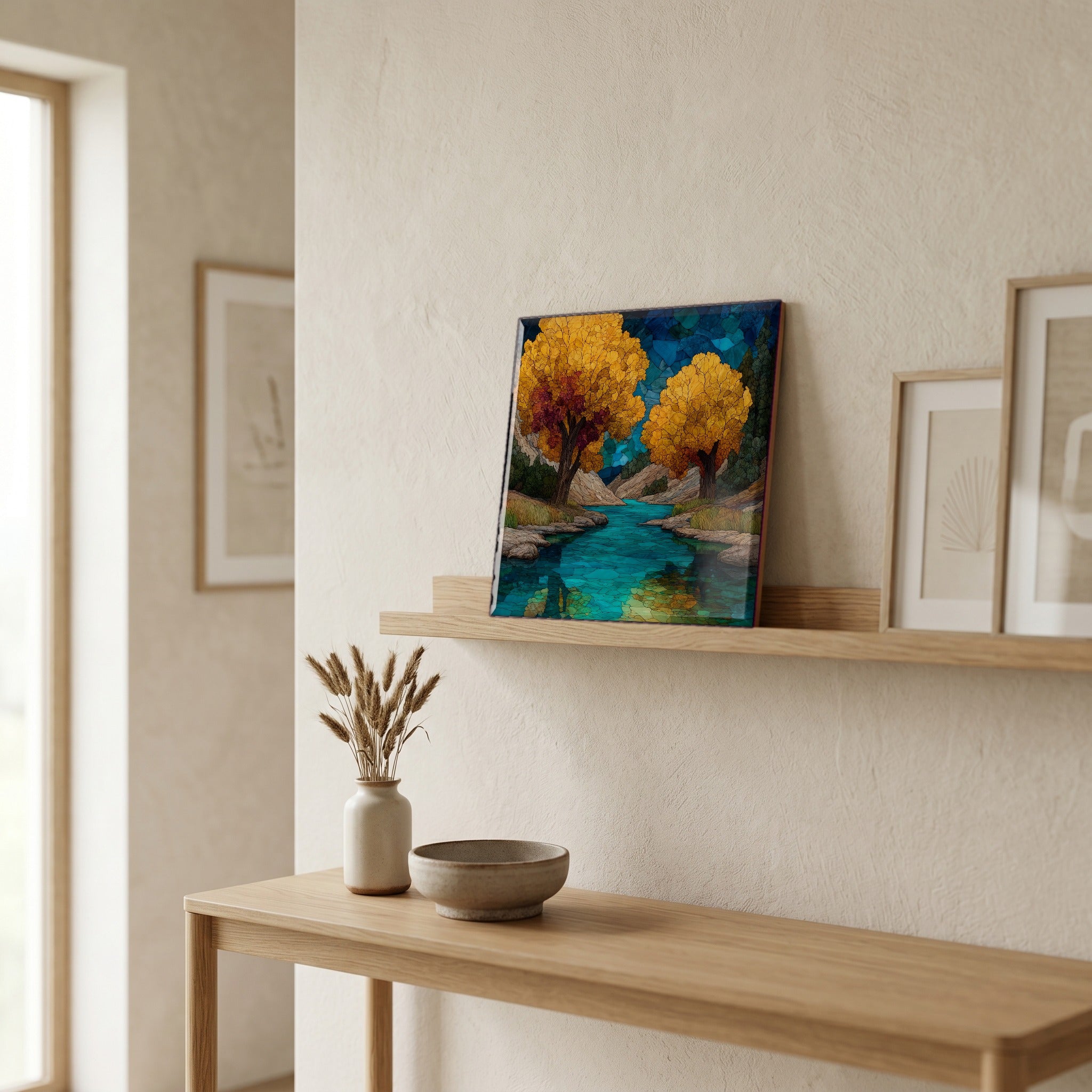 In the entryway, first thing you see.