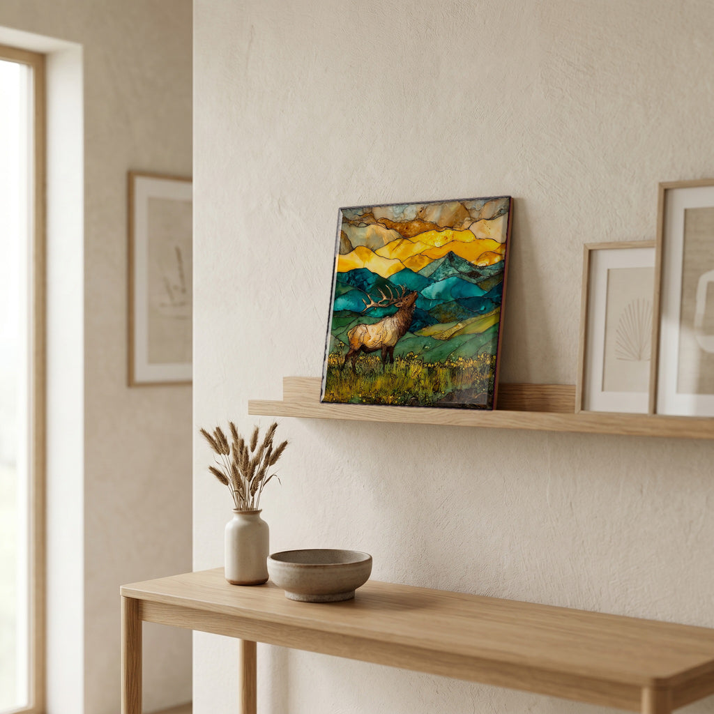 In the entryway, first thing you see.
