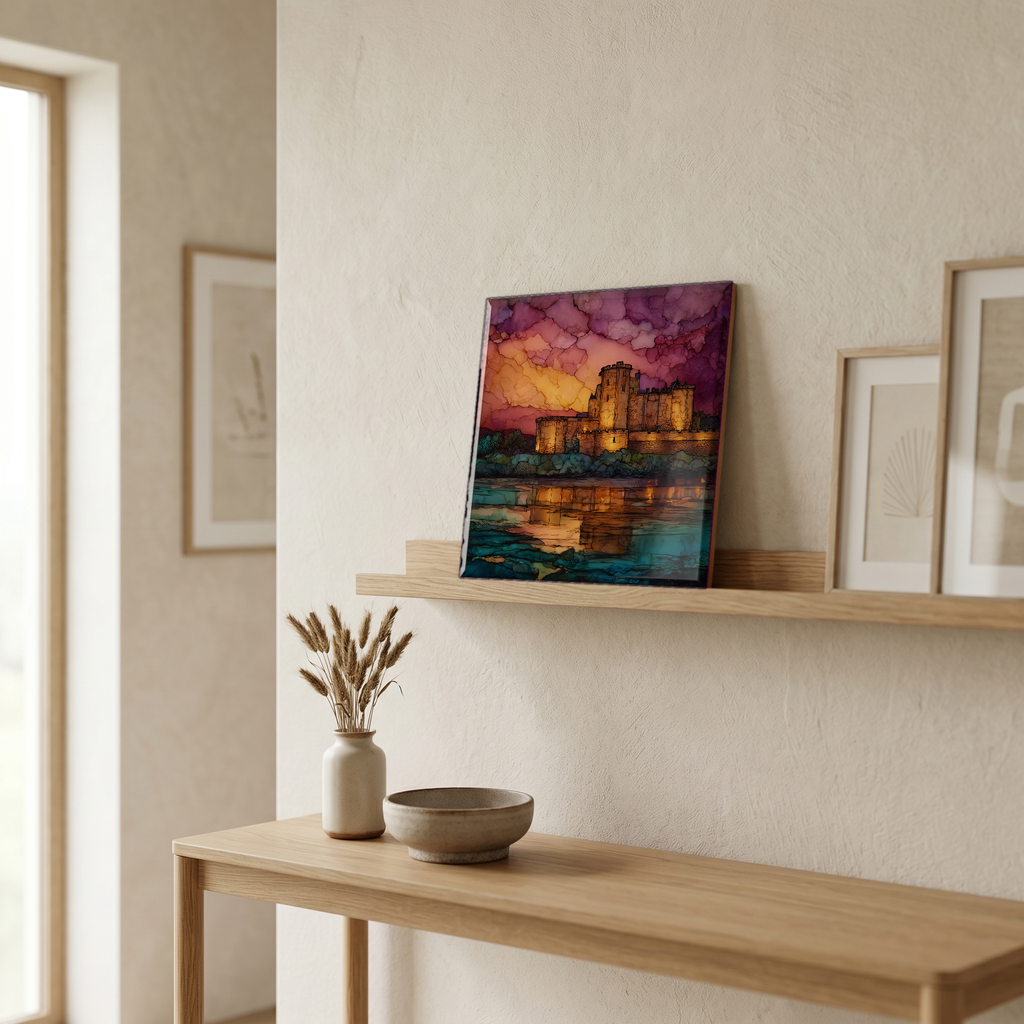 On a picture ledge, where the light comes in.