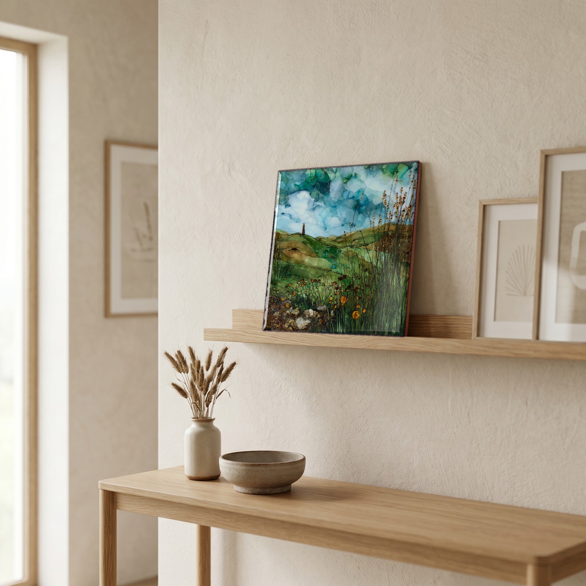 In the entryway, first thing you see.
