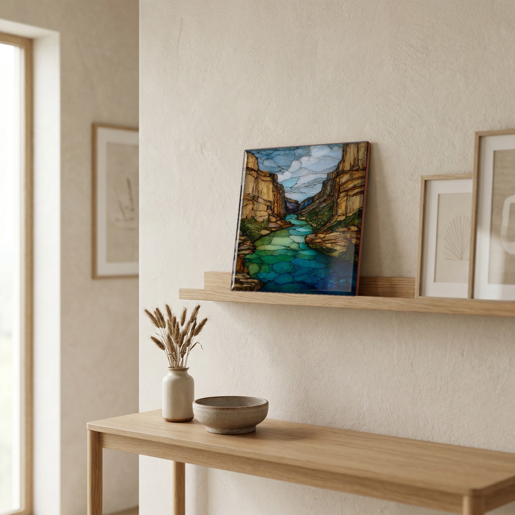 In the entryway, first thing you see.