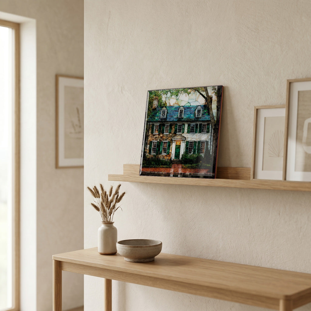 In the entryway, first thing you see.