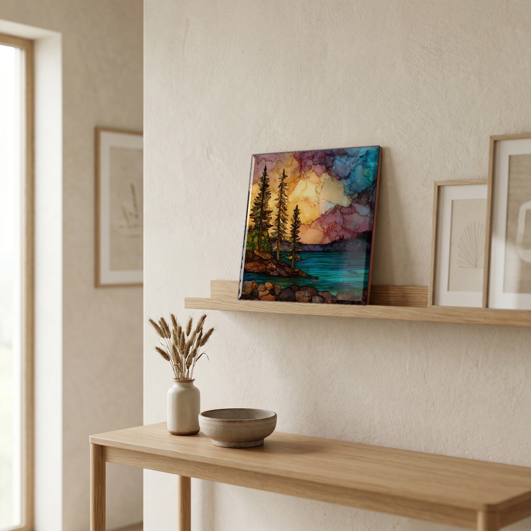In the entryway, first thing you see.