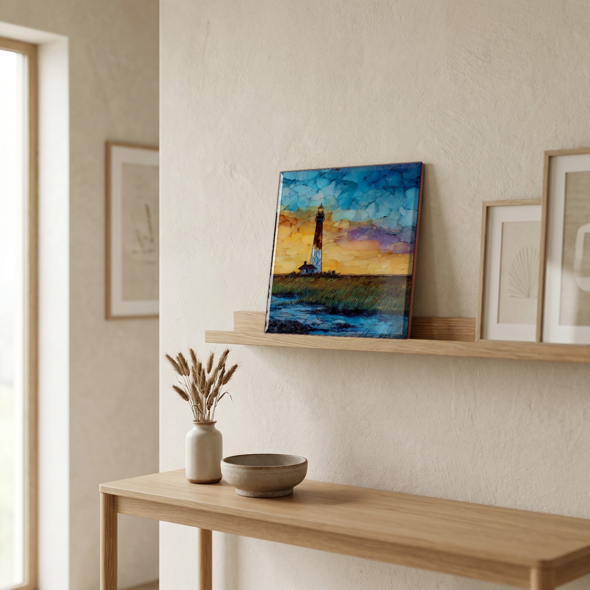 In the entryway, first thing you see.
