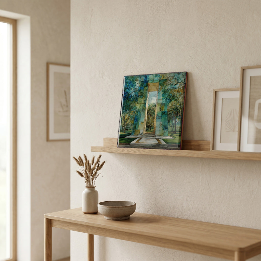 In the entryway, first thing you see.