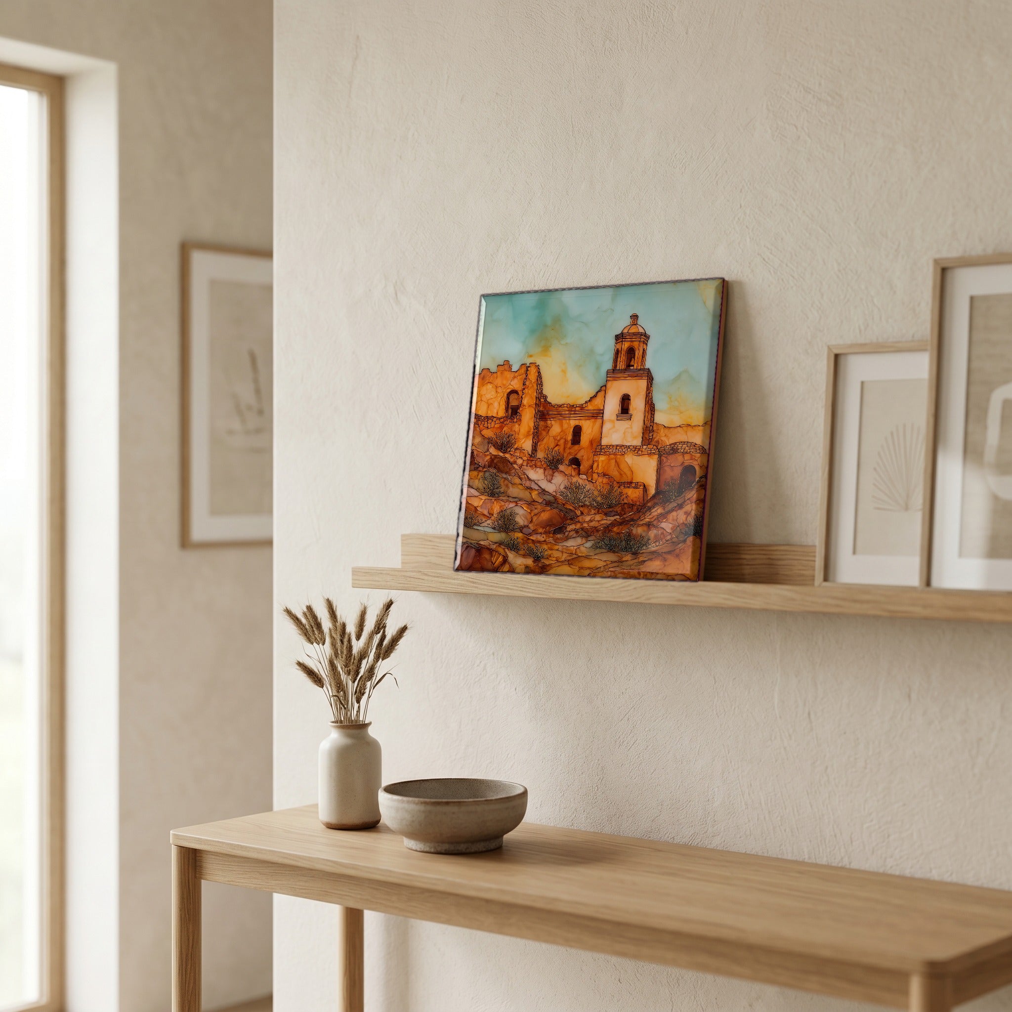 In the entryway, first thing you see.