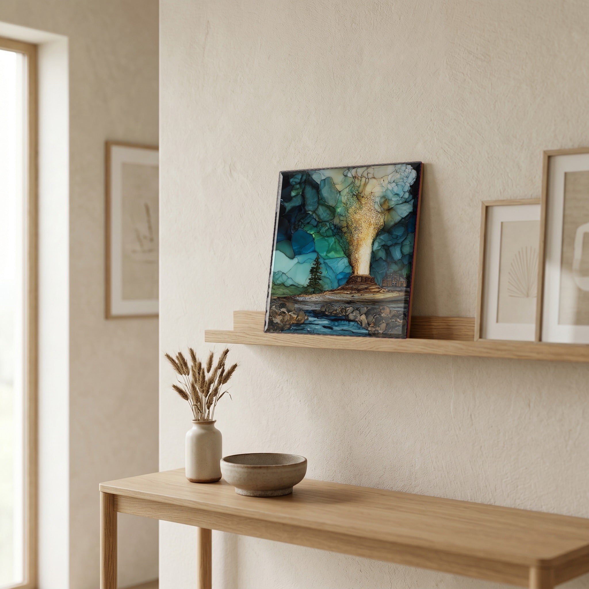 In the entryway, first thing you see.