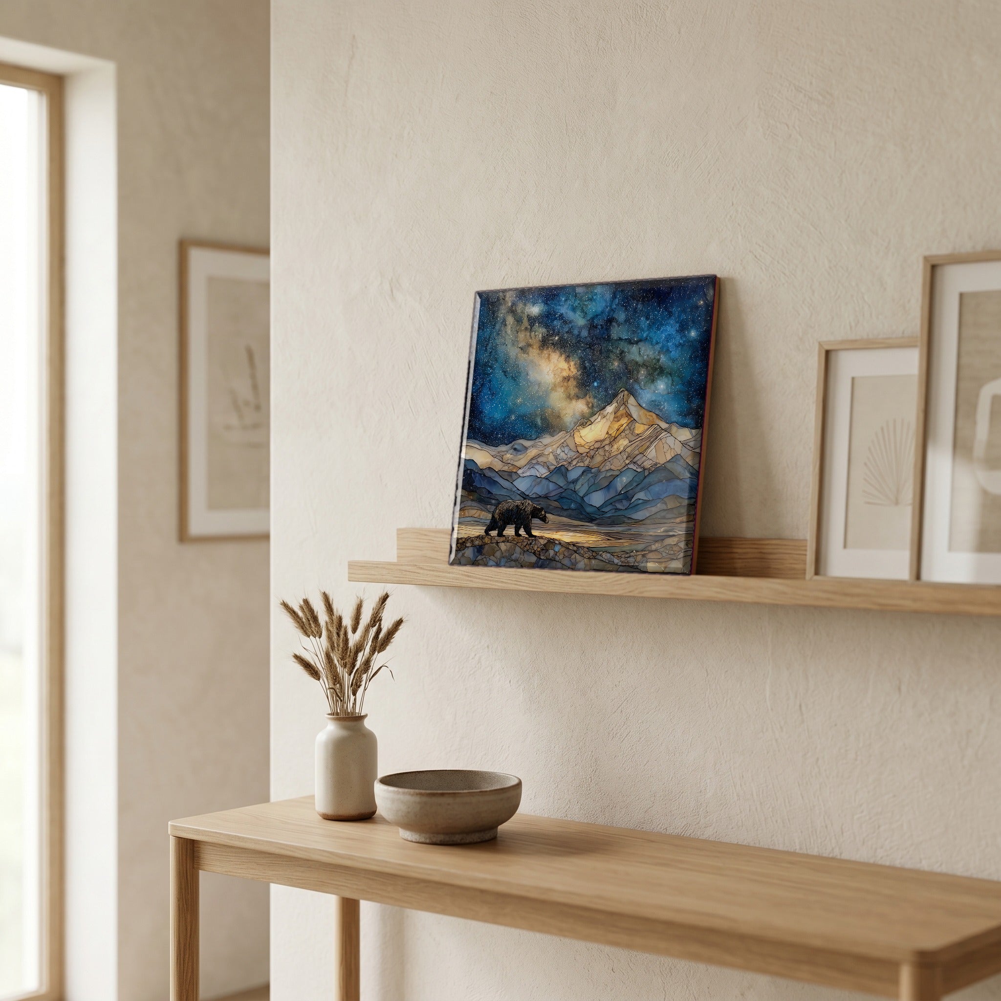 In the entryway, first thing you see.