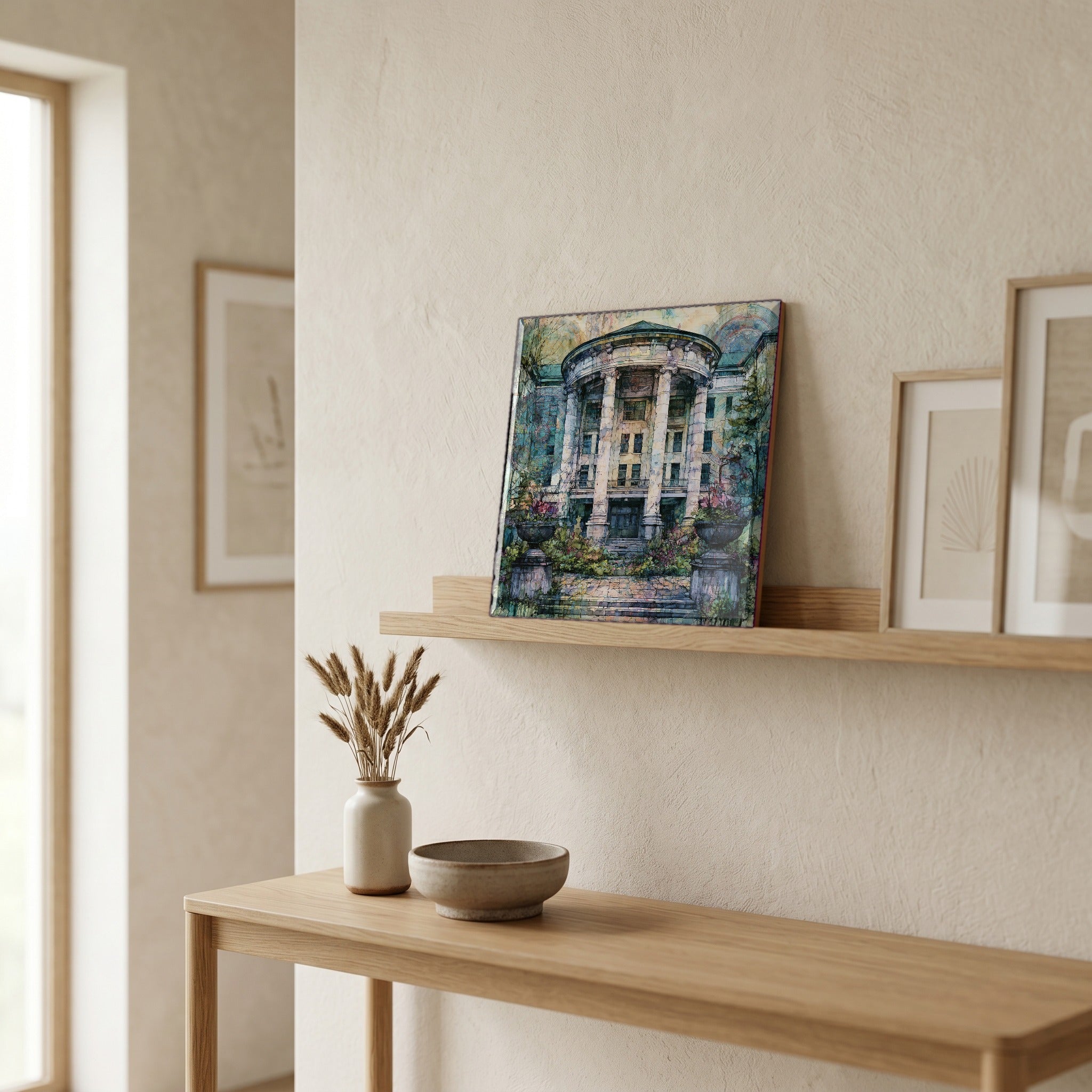 In the entryway, first thing you see.