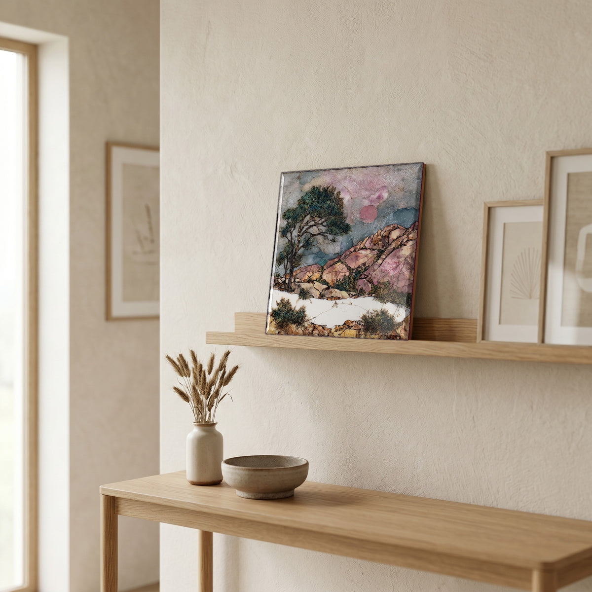 In the entryway, first thing you see.
