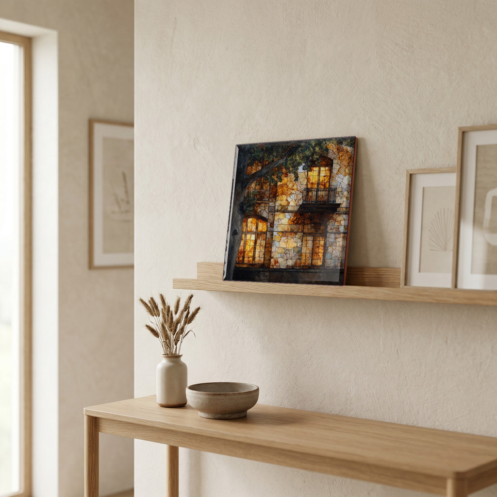 In the entryway, first thing you see.