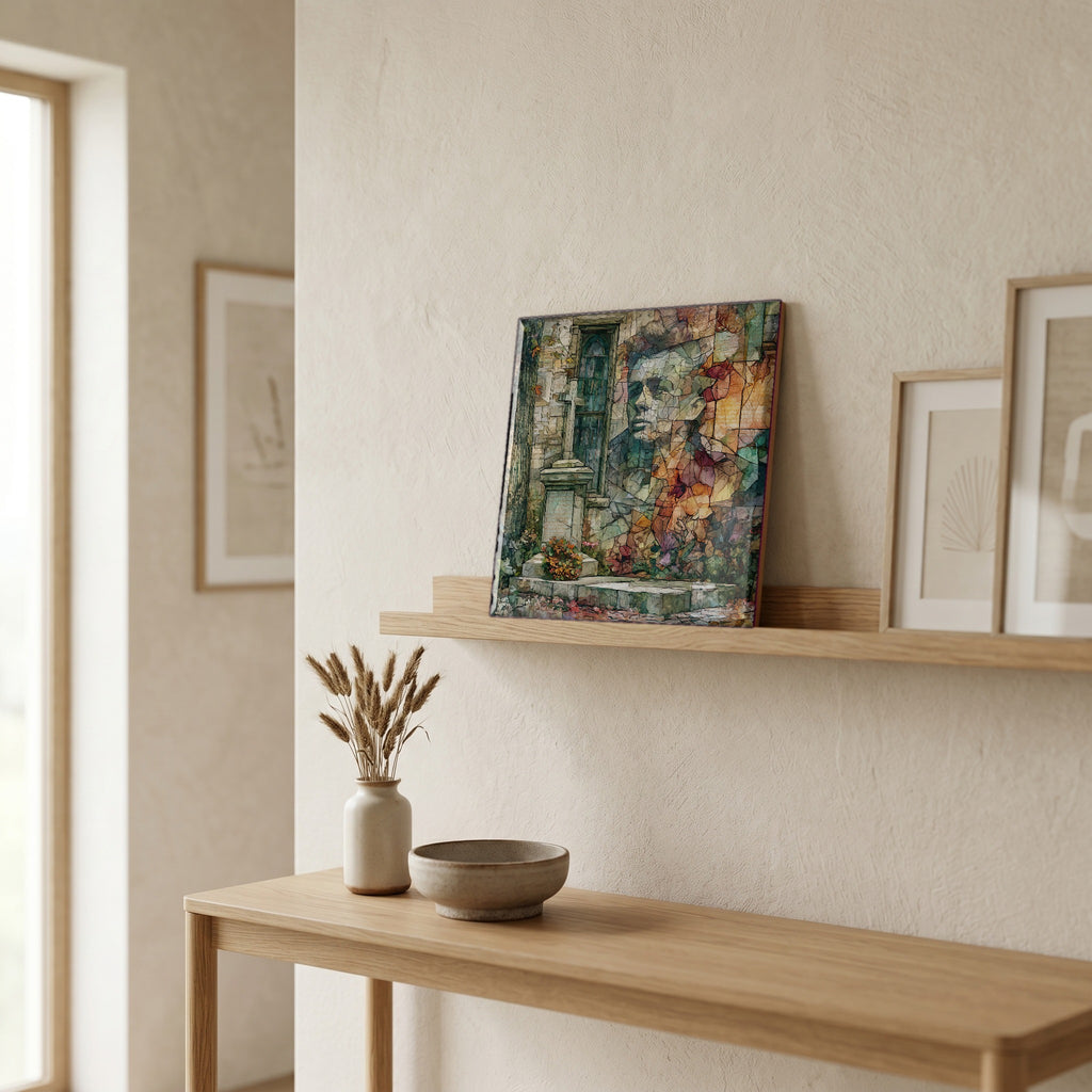 In the entryway, first thing you see.