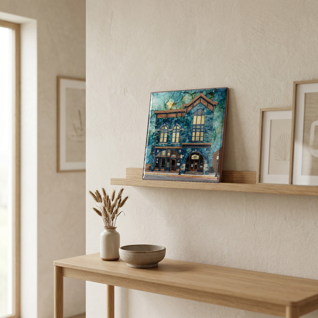 In the entryway, first thing you see.
