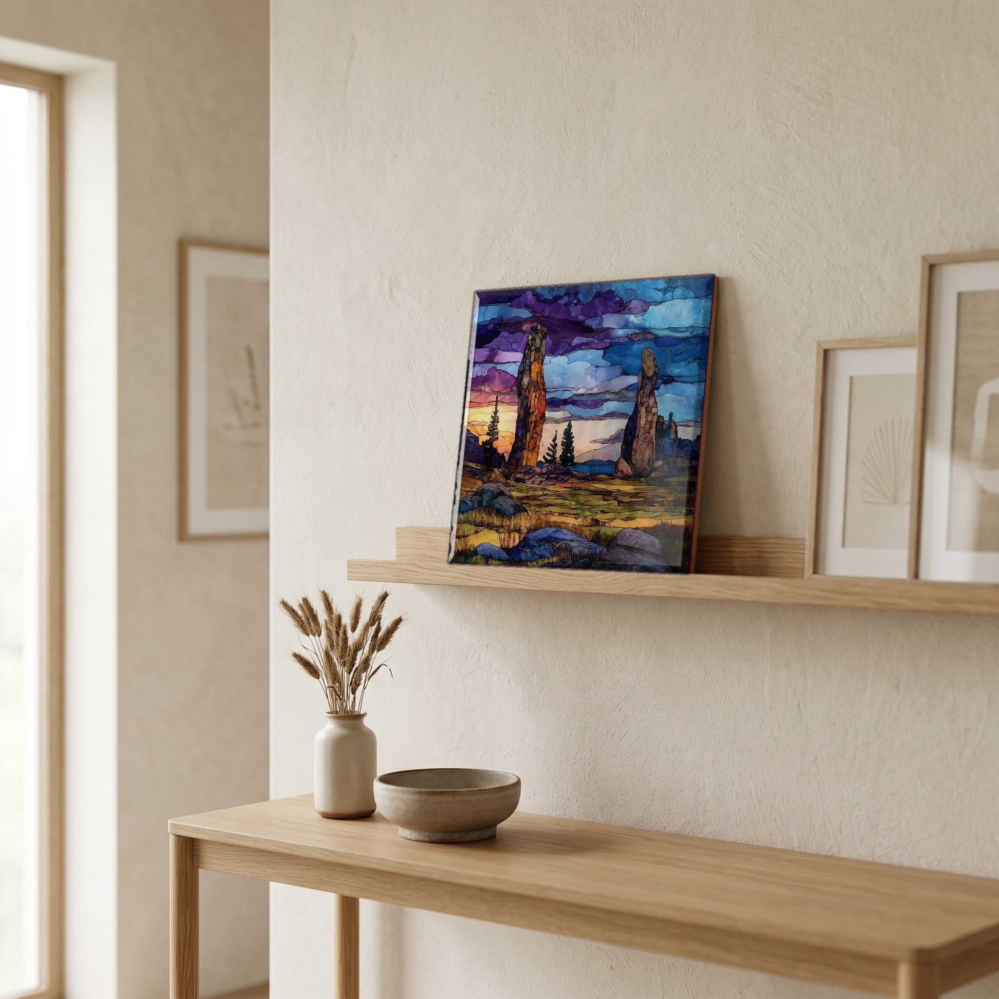 In the entryway, first thing you see.