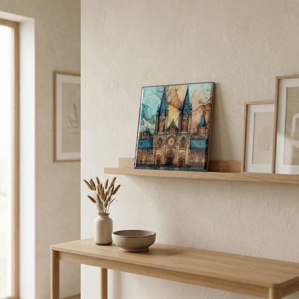 In the entryway, first thing you see.