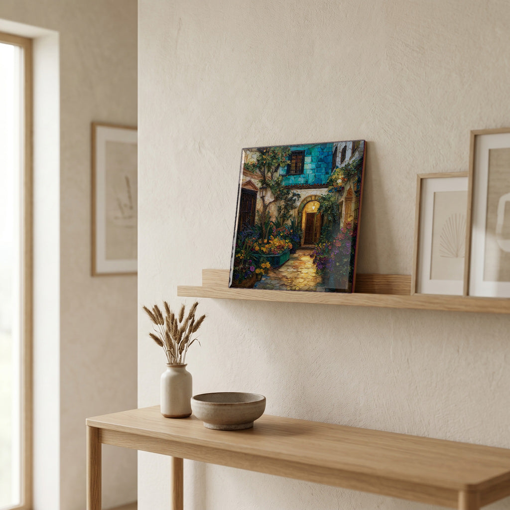 In the entryway, first thing you see.