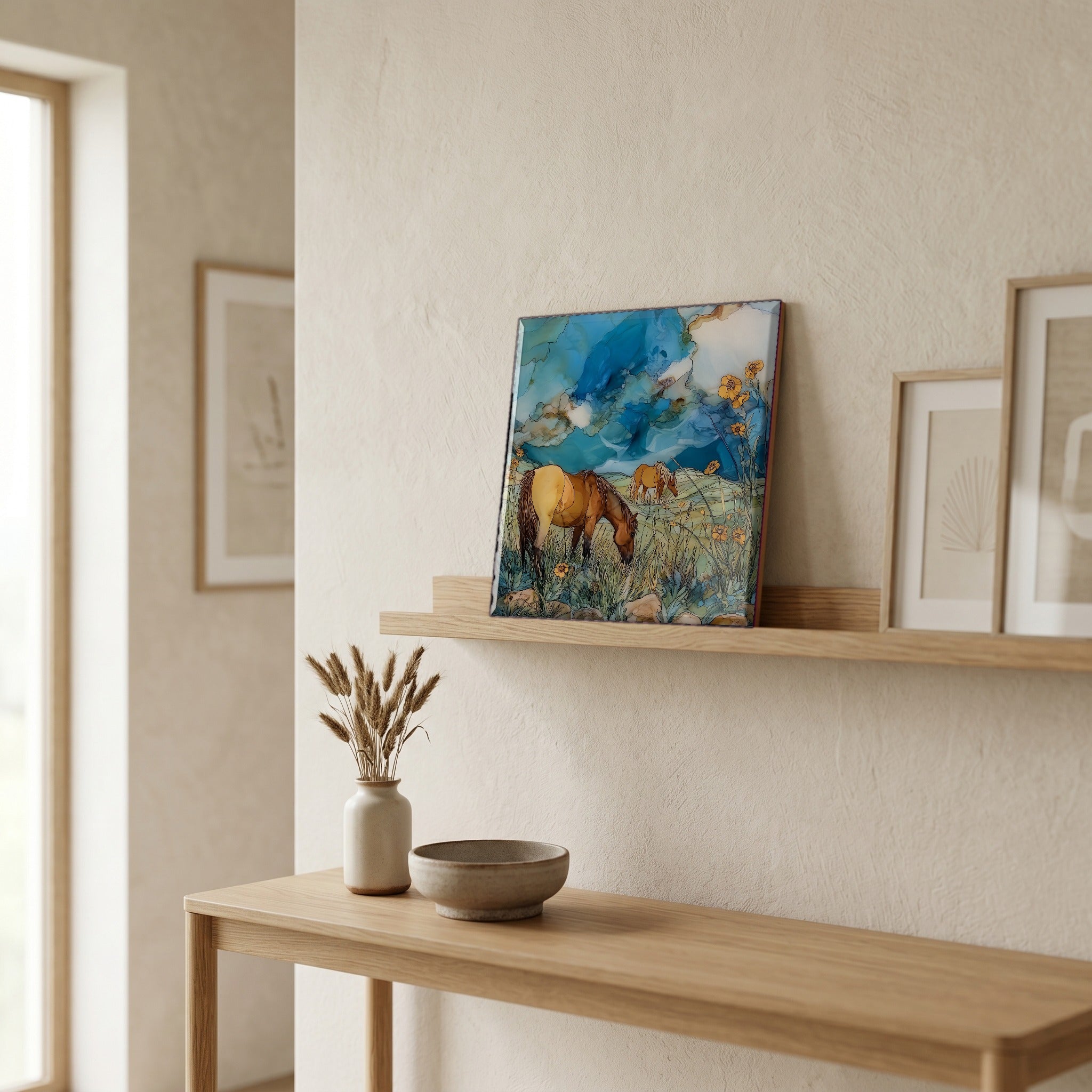 In the entryway, first thing you see.
